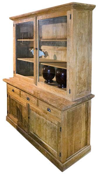 Aufsatzvitrine mit viel Klarglas Holz massiv Teak Kasar