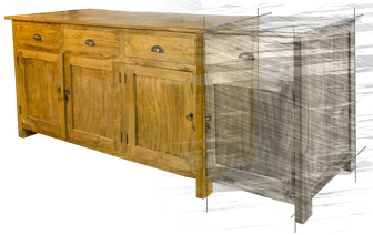 Skizze Entwurf Einkürzen eines Sideboards