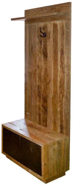 Wand-Garderobe aus Teak-Naturholz